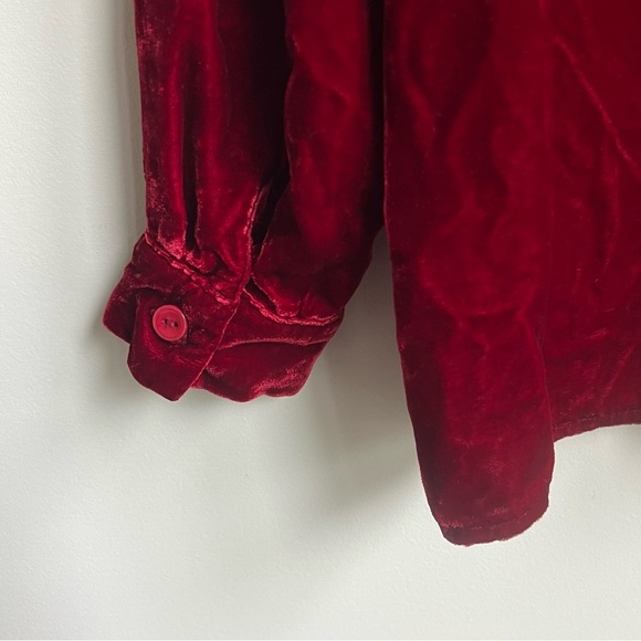 Boston Proper Velvet Shirt Button Down Western Silk Size XS Vintage Y2K Romantic - Picture 6 of 9